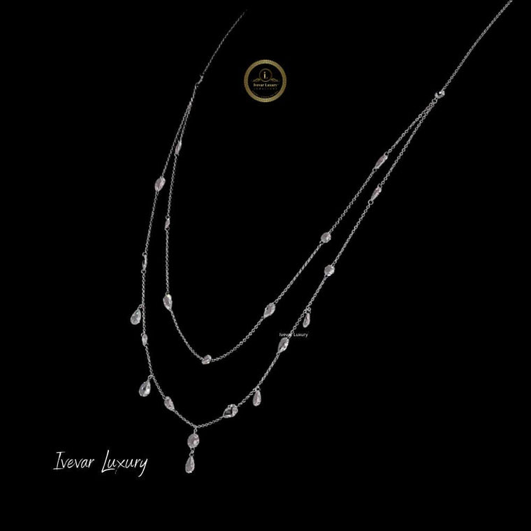 Delicate 14K Gold Necklace Featuring Natural Rose Cut Diamonds - view 2