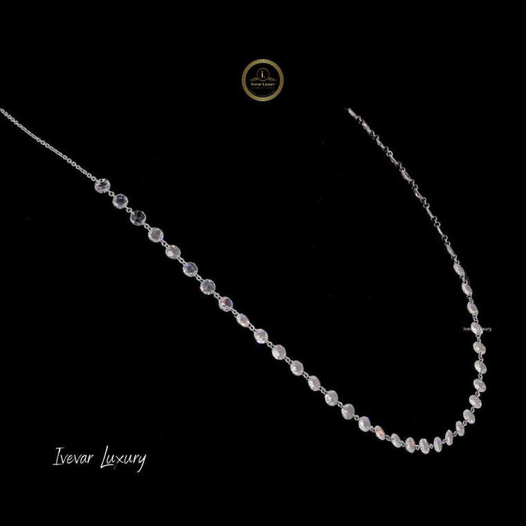 Rose Cut Diamond Bezel Line Necklace in 14K Gold - view 2