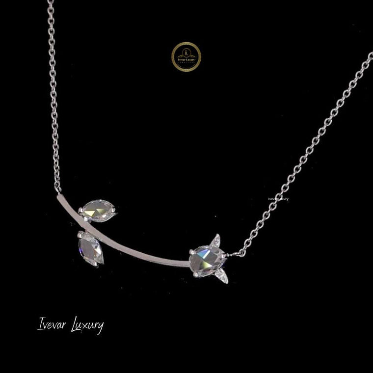 Minimalist 14K Gold Necklace with Natural Rose Cut Diamond Accents - view 2