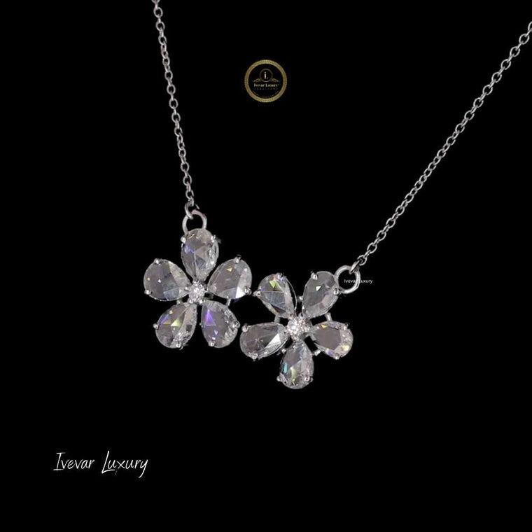 Signature Flower 14K Gold Rose Cut Diamond Necklace - view 2