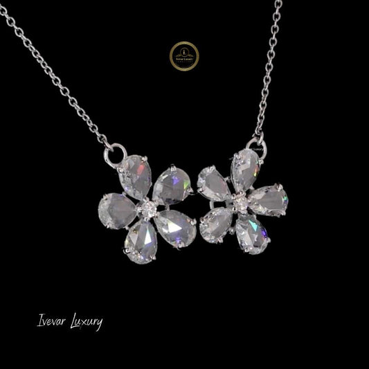 Signature Flower 14K Gold Rose Cut Diamond Necklace - view 3