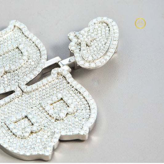 Custom Iced Out Moissanite DB Letters Pendant With Star Bail - view 2