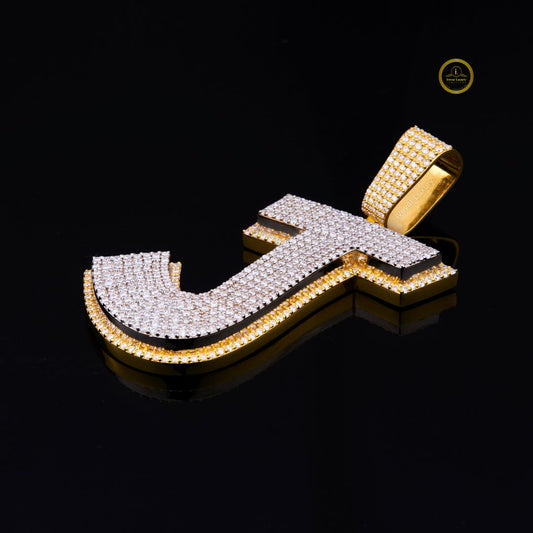 Custom Moissanite Iced Out Letter J Pendant Two Tone Hip Hop Jewelry - view 4