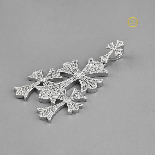 Iced-Out Custom Moissanite Stacked Triple Cross Hip-Hop Pendant - view 3