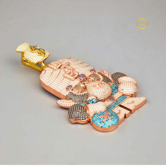 Iced Out Custom Cartoon Character Lab Diamond Pendant With Money Bag Bail - view 4