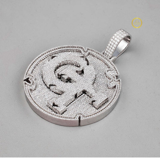 Iced-Out Dollar Sign Pendant with Round Cut Pavé Lab Diamond Setting - view 4