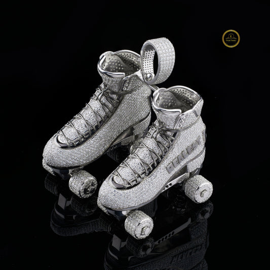 Iced-Out Custom Moissanite Roller Skates Hip Hop Pendant Charm - view 4