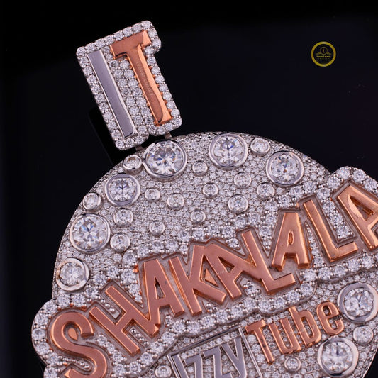 Shakalala Name Medallion Tri Tone 3D Hip Hop Moissanite Pendant - view 2