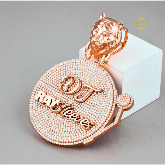 The King Custom DJ Ray Sleeves Lab Diamond Turntable Tiger Head Pendant - view 4