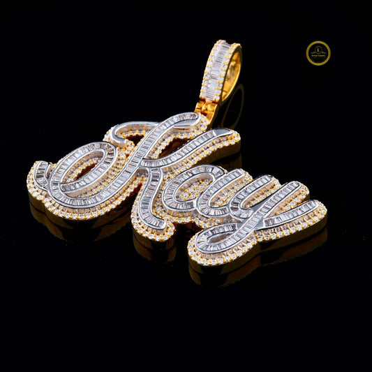 Custom Baguette Lab Grown Diamond Kay Name Pendant Two Tone Hip Hop Jewelry - view 4