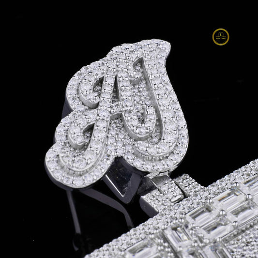 Custom AJ RST Letter Baguette Moissanite Iced Out Pendant - view 2