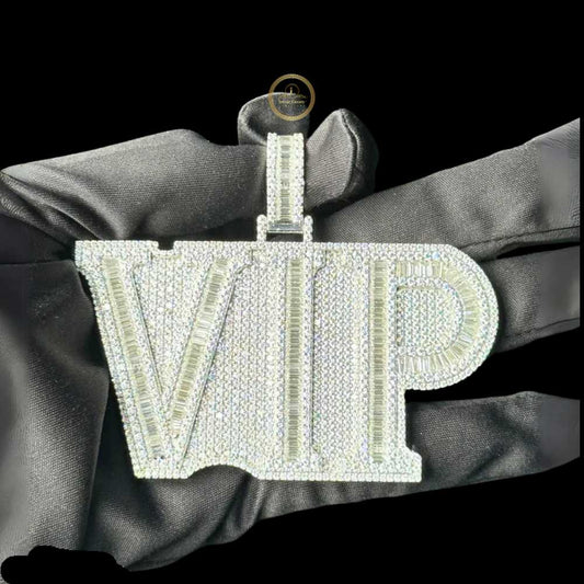 Iced-Out Custom Baguette Moissanite VIP Letters Hip Hop Pendant - view 2