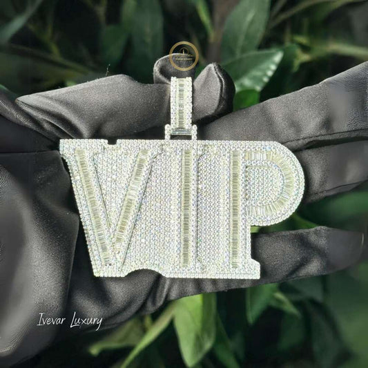 Iced-Out Custom Baguette Moissanite VIP Letters Hip Hop Pendant - view 3