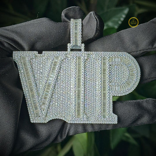 Iced-Out Custom Baguette Lab Diamond VIP Letters Hip Hop Pendant - view 2