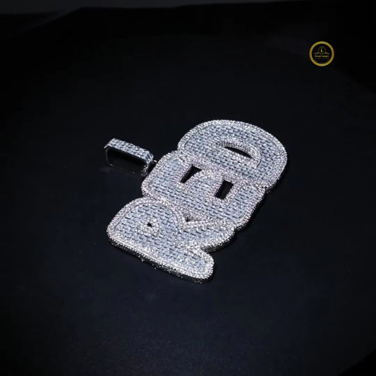 Custom Hip Hop RED Block Letter Moissanite Iced-Out Pendant - view 3