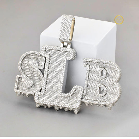 Custom Bubble Letter SLB Drip Moissanite Iced-Out High Quality Pendant - view 4
