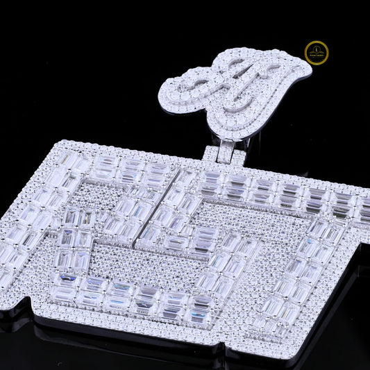 Custom AJ RST Letter Baguette Moissanite Iced Out Pendant - view 3