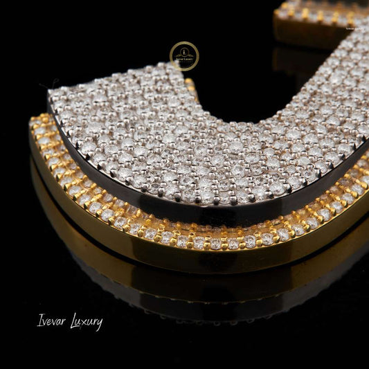 Custom Lab Diamond Iced Out Letter J Pendant Two Tone Hip Hop Jewelry - view 3