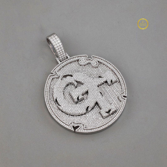 Iced-Out Dollar Sign Pendant with Round Cut Pavé Lab Diamond Setting - view 2