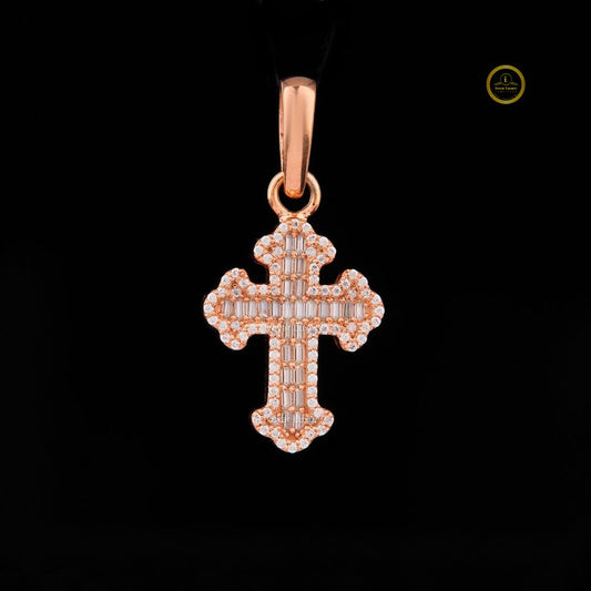 Baguette Lab Diamond Cross Pendant Iced-Out Hip Hop Jewelry - view 4
