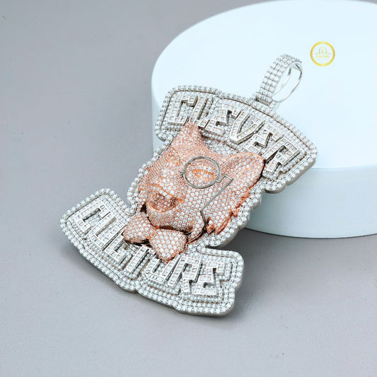 Custom Never Failure Wolf Lab Diamond Two Tone 3D Pendant - view 4