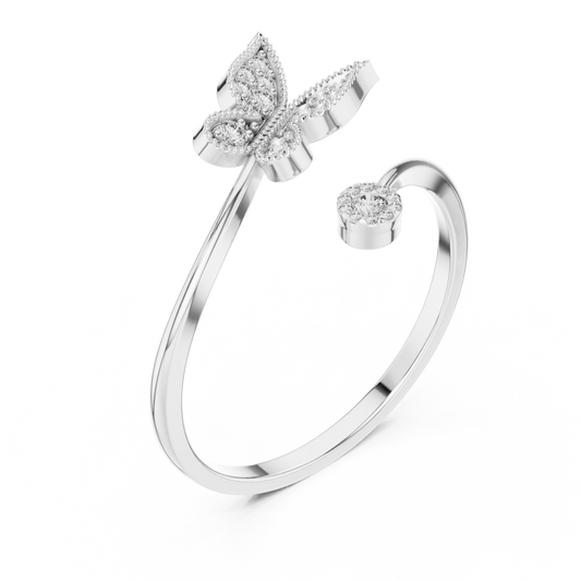 Open Wrap Butterfly Ring with Moissanite Round - view 4