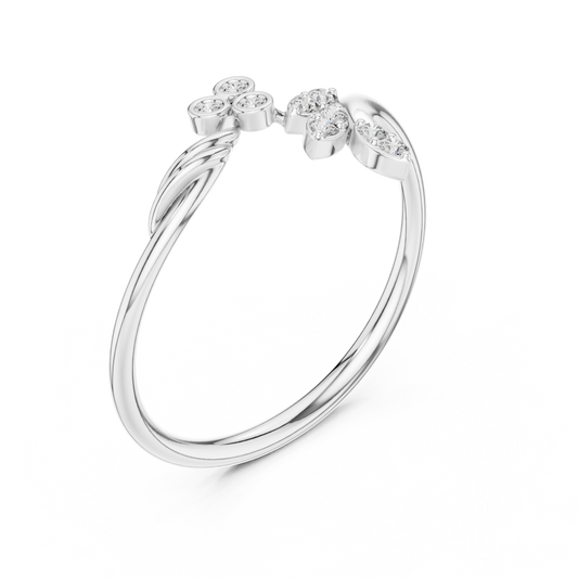 Nature Leaf Motif Moissanite Minimal Ring - view 4