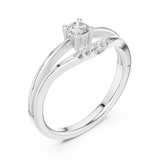 Round Cut Moissanite with Two Bypass Band Ring - view 4