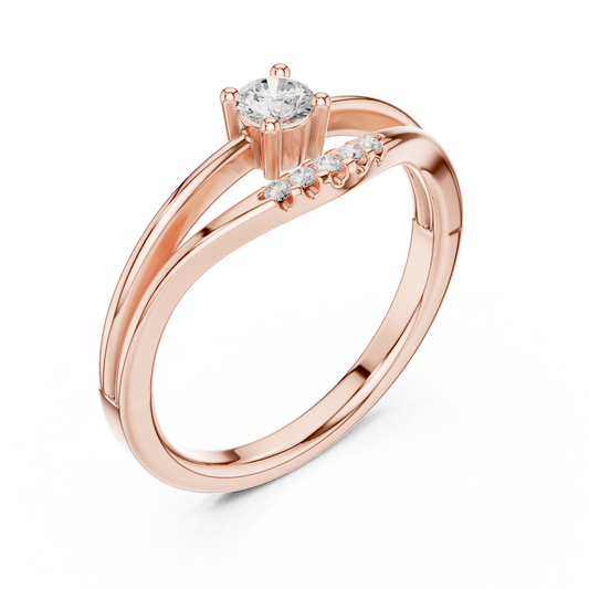 Round Cut Moissanite with Two Bypass Band Ring - view 3