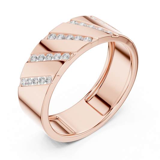Round Cut Lab Grown Diamond Men's Wide Diagonal Channel Set Band - view 3