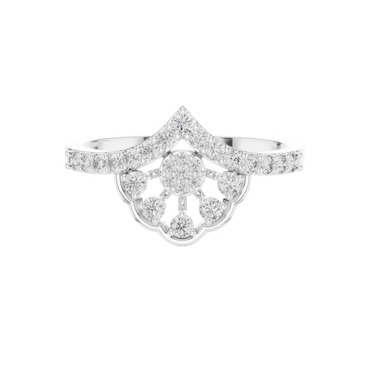 Floral Inspired Chevron Round Moissanite Engagement Ring - view 3