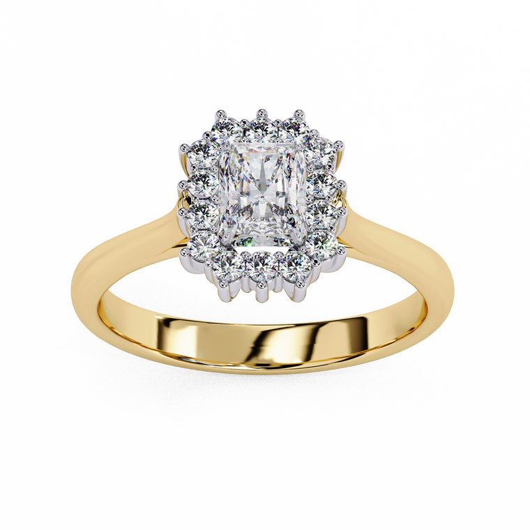 Radiant Cut Moissanite Halo Ring - view 2