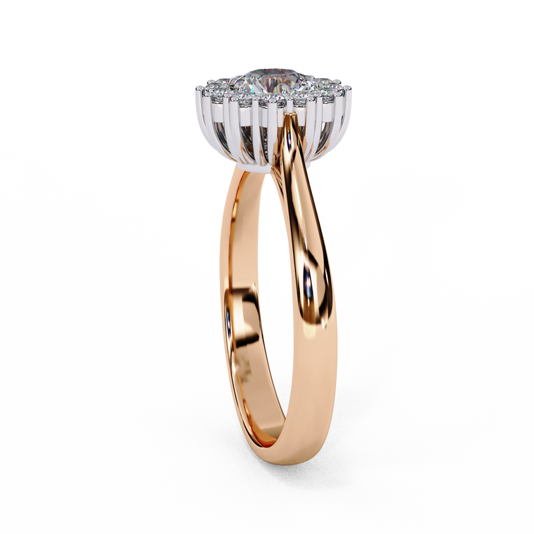 Round Halo Moissanite Infinity Twist Ring - view 2