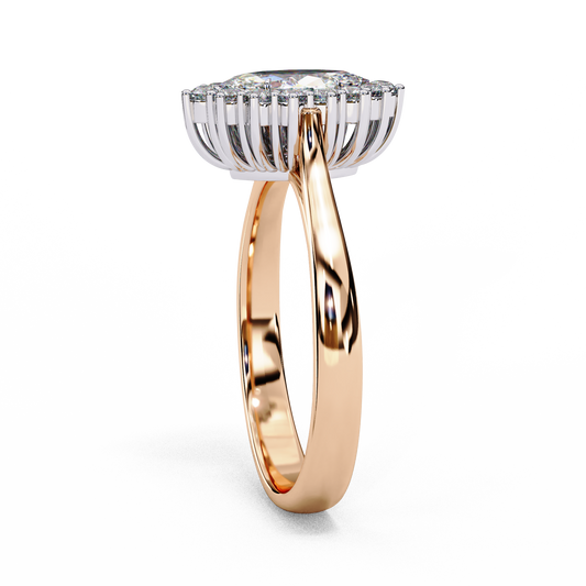 Marquise Cut Halo Moissanite Ring - view 2