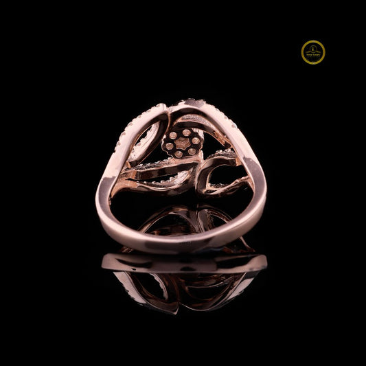 Leaf Motif Style Round Moissanite Anniversary Ring - view 3
