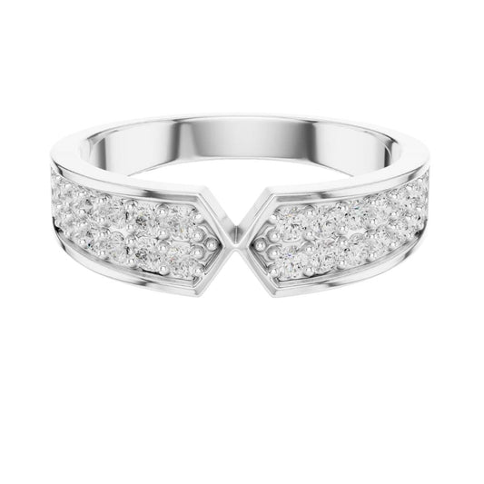 Round Cut Lab Grown Diamond Men's Hourglass Chevron Point Statement Ring - view 3
