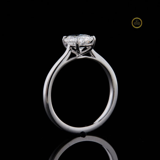 Princess Cut Moissanite Solitaire Engagement Ring With Cathedral Setting - view 2