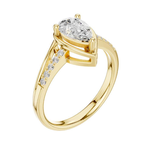 Split Shank Solitaire Pear Cut Moissanite Wedding Ring For Women - view 4