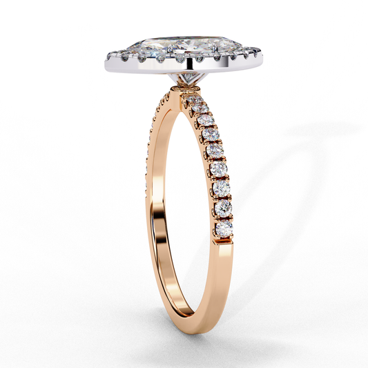 Halo Marquise Moissanite Pave Daily Wear Ring For Women - view 4