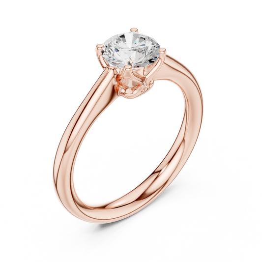 Round Cut Lab Diamond Solitaire Ring Four Prong Tulip Basket Setting - view 3