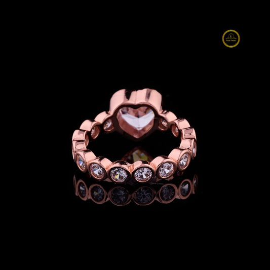 Heart Cut Moissanite Bezel Set Wedding Band With Eternity Ring - view 4