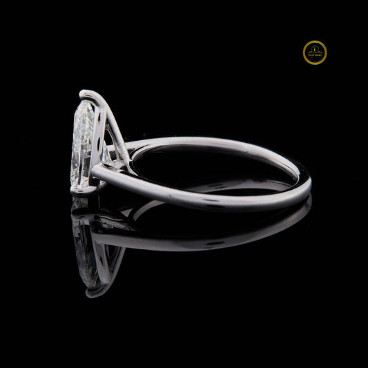 Pear Cut Moissanite Cathedral Solitaire Engagement Ring With Slim Band - view 3