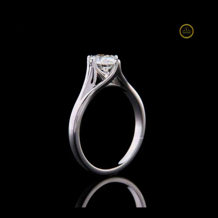 Split Shank Oval Cut Moissanite Cathedral Solitaire Ring - view 2