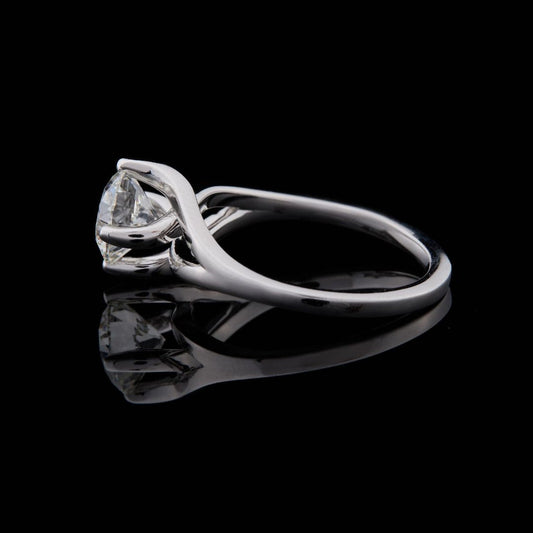Round Cut Lab Diamond Solitaire Twisted Engagement Ring - view 3