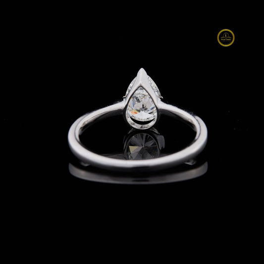 Pear Cut Solitaire Lab Diamond Engagement Ring With Cathedral Basket - view 4
