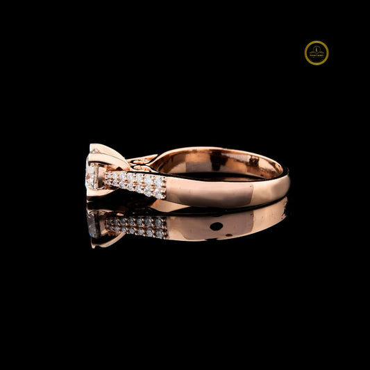 Round Cut Moissanite Cathedral Pave Engagement Ring - view 3