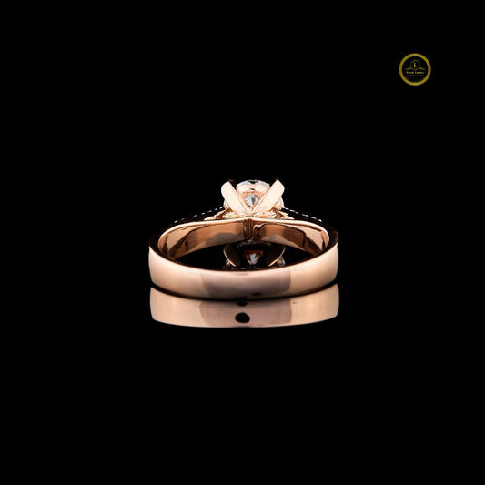 Round Cut Lab Diamond Cathedral Pave Engagement Ring - view 4