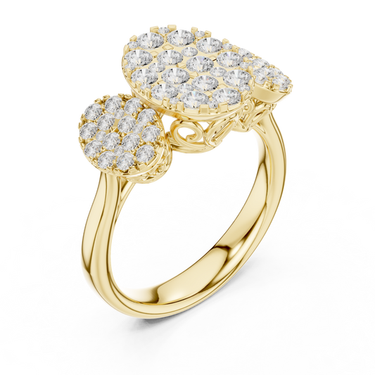Triple Oval Shape Cluster With Round Cut Moissanite Wedding Ring - view 2