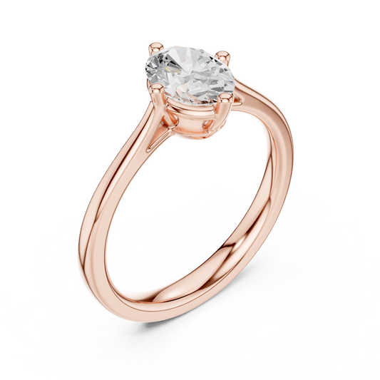 Oval Cut Lab Diamond Solitaire Engagement Ring With Four Prong - view 3
