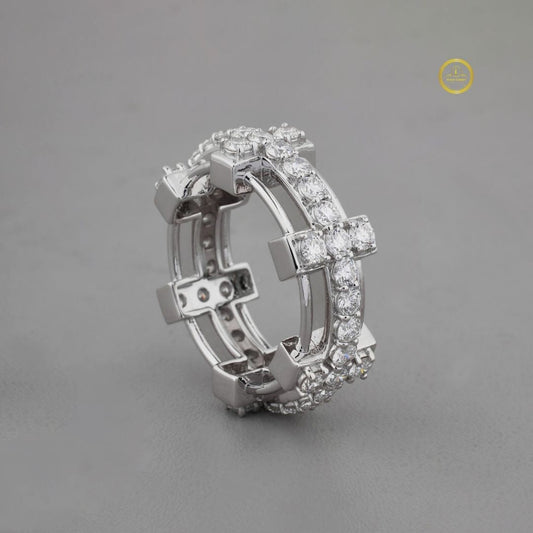 Round Cut Moissanite Pave Wedding Band - view 2